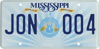 MS license plate JON004