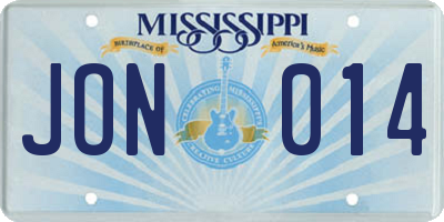 MS license plate JON014