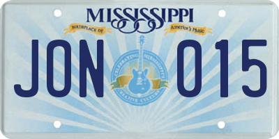 MS license plate JON015