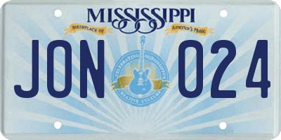 MS license plate JON024