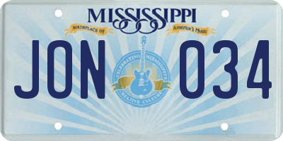 MS license plate JON034