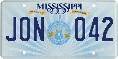 MS license plate JON042