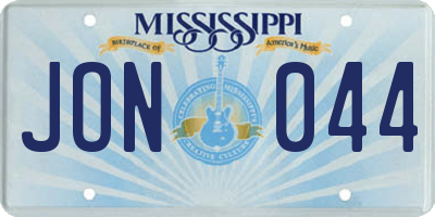 MS license plate JON044