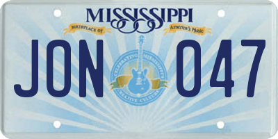 MS license plate JON047