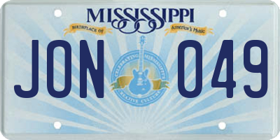 MS license plate JON049