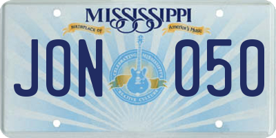 MS license plate JON050