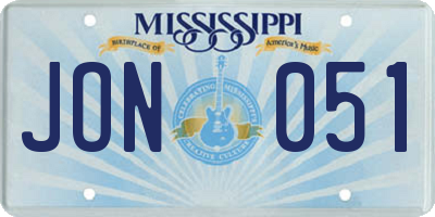 MS license plate JON051