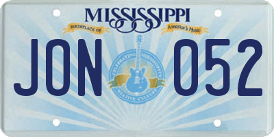 MS license plate JON052