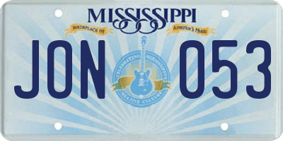 MS license plate JON053