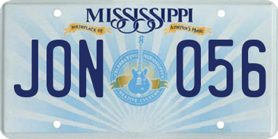 MS license plate JON056