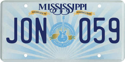 MS license plate JON059