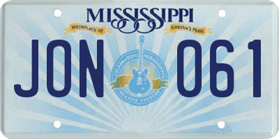 MS license plate JON061