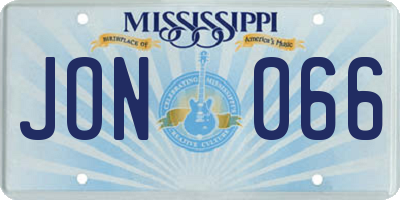 MS license plate JON066
