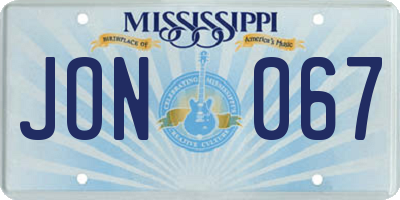 MS license plate JON067