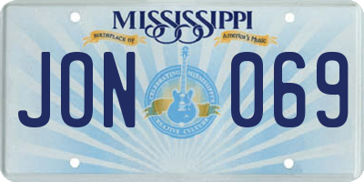MS license plate JON069