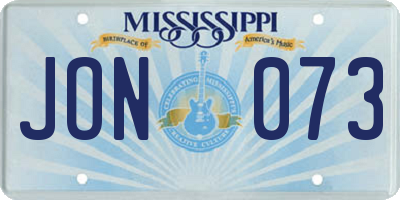 MS license plate JON073