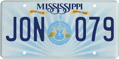 MS license plate JON079