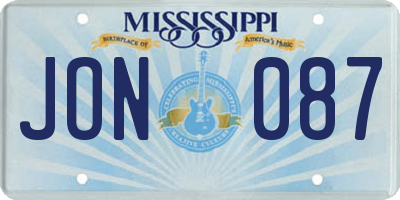 MS license plate JON087