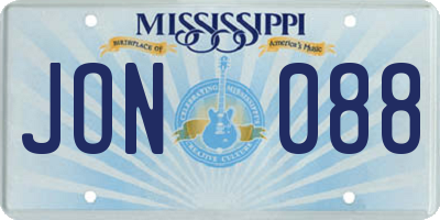 MS license plate JON088