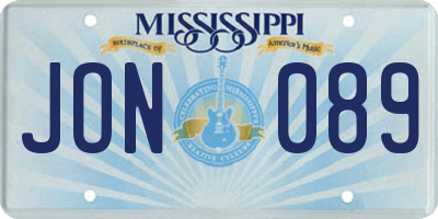 MS license plate JON089