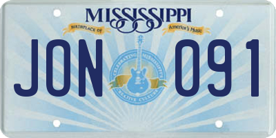MS license plate JON091