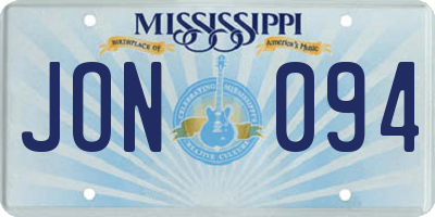 MS license plate JON094