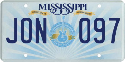 MS license plate JON097