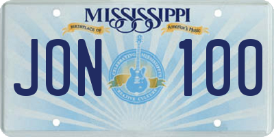 MS license plate JON100