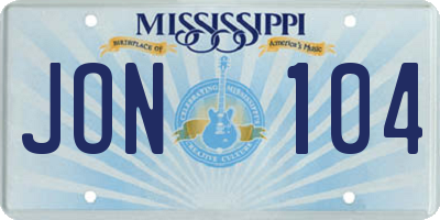 MS license plate JON104