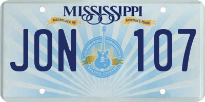 MS license plate JON107