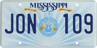 MS license plate JON109