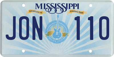 MS license plate JON110
