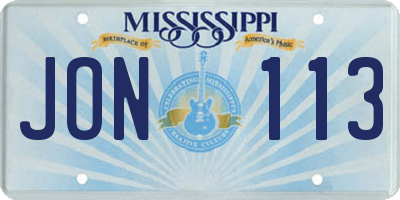 MS license plate JON113
