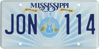 MS license plate JON114