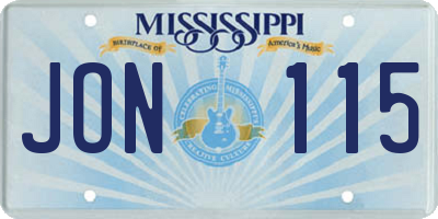 MS license plate JON115