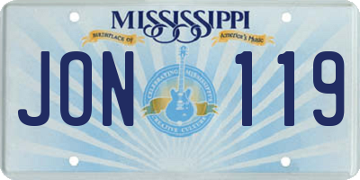 MS license plate JON119