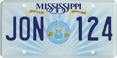 MS license plate JON124