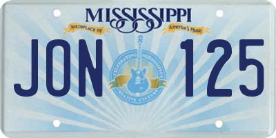 MS license plate JON125