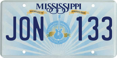 MS license plate JON133