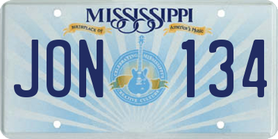 MS license plate JON134