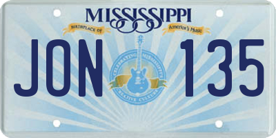 MS license plate JON135