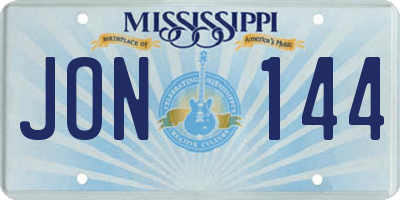 MS license plate JON144