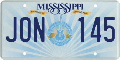 MS license plate JON145