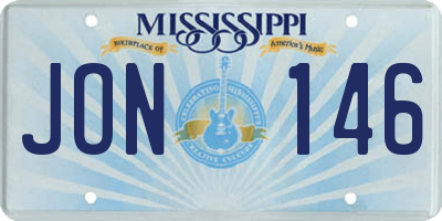 MS license plate JON146