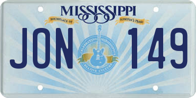 MS license plate JON149