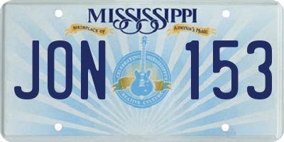 MS license plate JON153