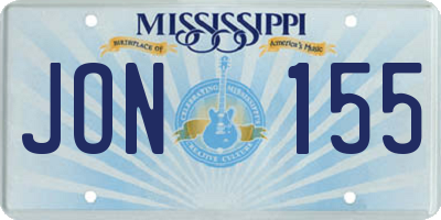 MS license plate JON155