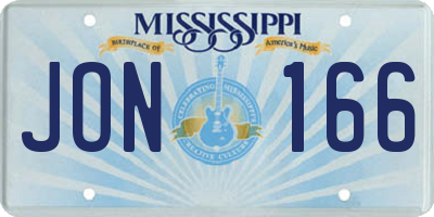 MS license plate JON166