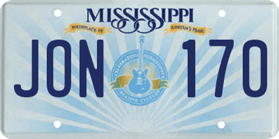 MS license plate JON170