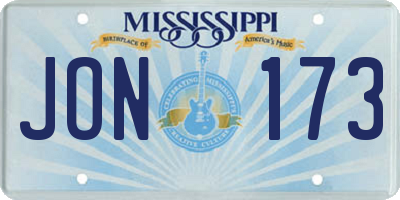 MS license plate JON173